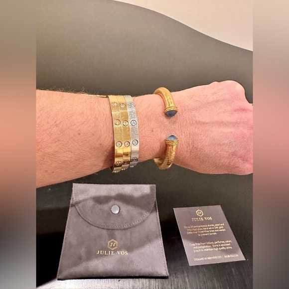 NWT Authentic Luxury Summer Spring Julie Vos Iridescent Charcoal Blue Hinge Cuff - Picture 5 of 17